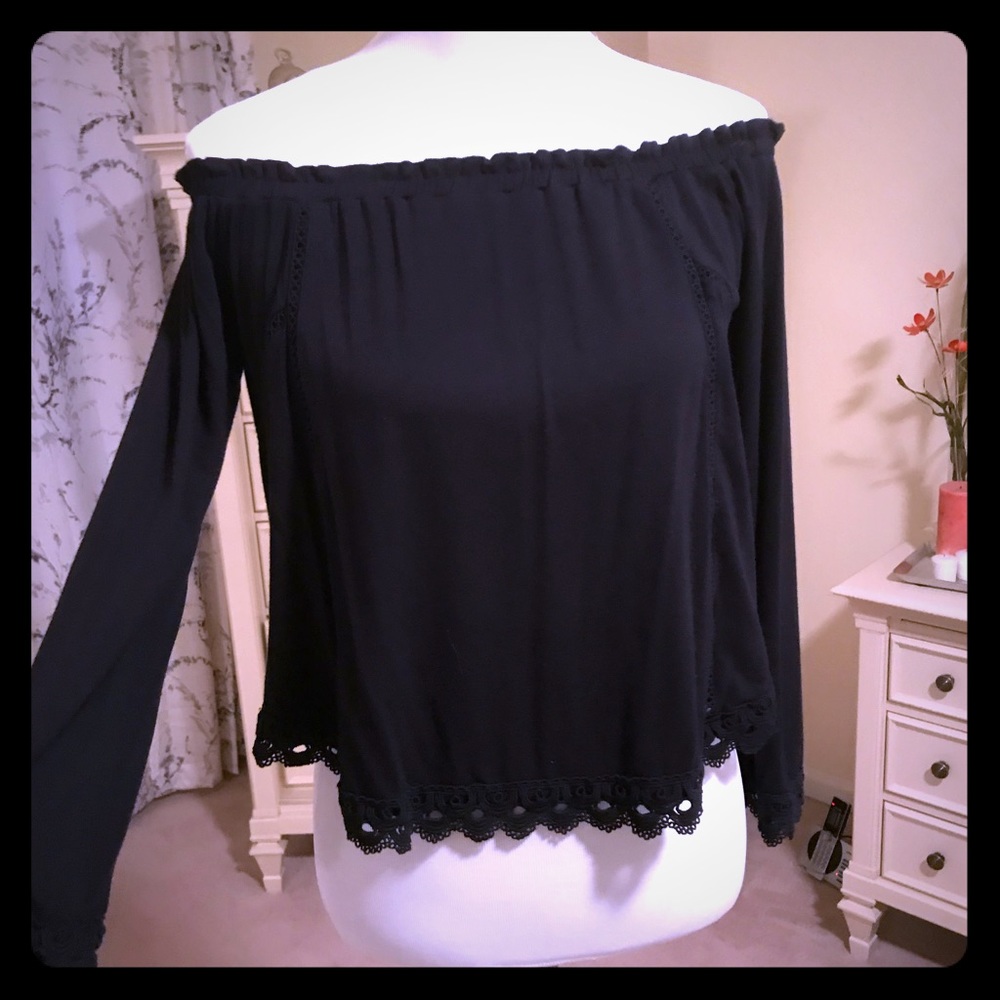 Black off-shoulder top